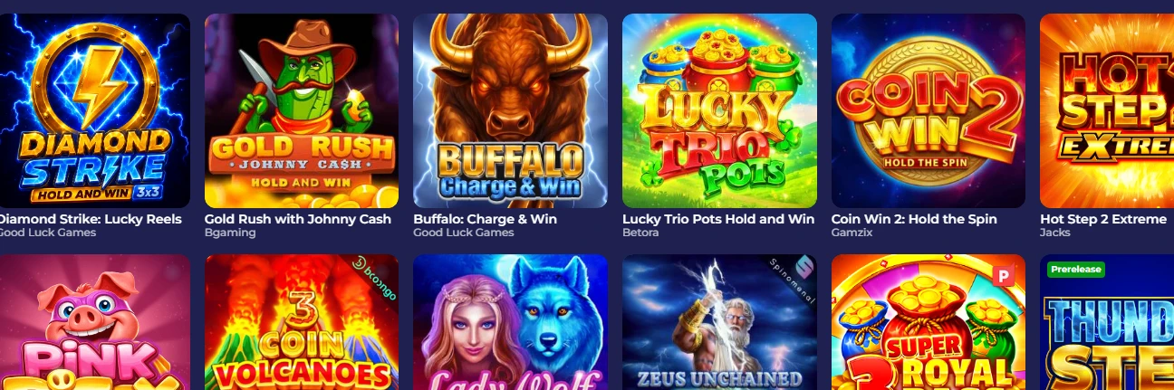 Een uitgebreid raster van populaire Bruno Casino spellen en gokkasten.